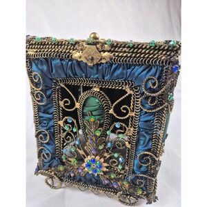 Vintage Hollywood Regency Jeweled Tissue Box Cover Filigree Vanity Bathroom Gify
